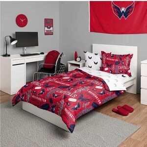 FOCO NHL🏒Unisex-Adult👫 Washington Capitals 5 Pc Twin Sz Bed-in-Bag
